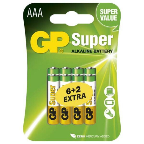 Alkalická baterie GP Super LR03 (AAA), blistr ; 1013118000